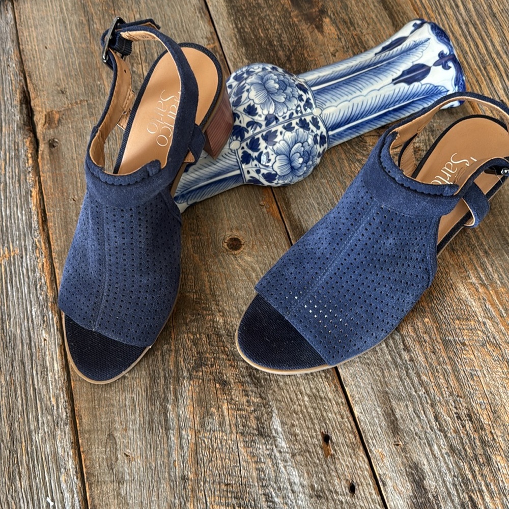 Franco Sarto Harlet 2 Women's Blue Suede Sandals Size 8 - Picture 3 of 10